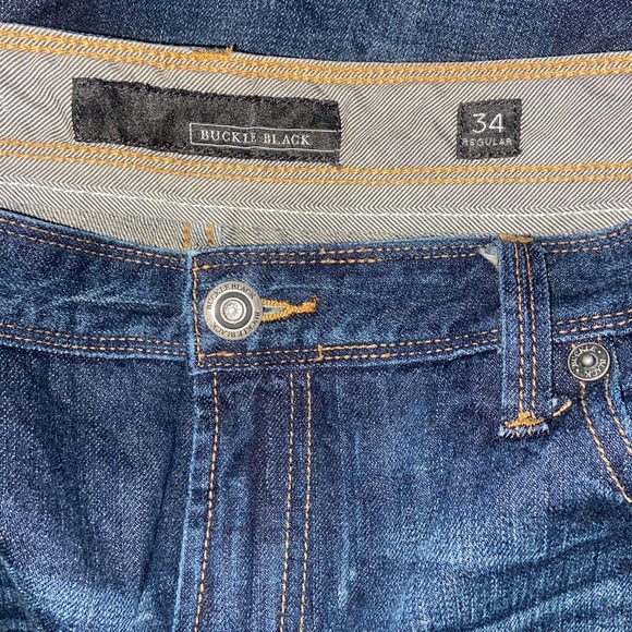 Buckle Black Nine Fit No 9 Dark Wash Jeans Denim Whiskers BBLA931 Size 34 - Picture 8 of 10